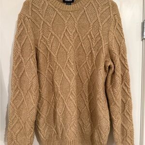 Express Tan Cable Knit Crewneck Sweater